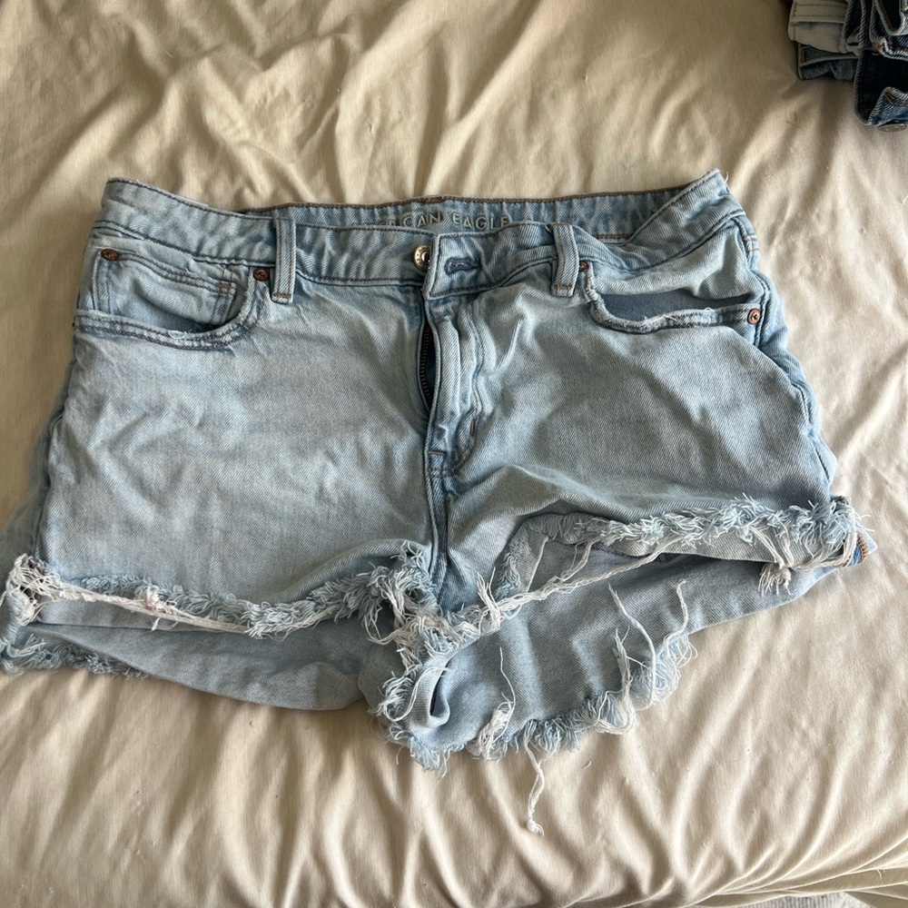 American Eagle Outfitters Distressed Light Blue Jean Shorts
